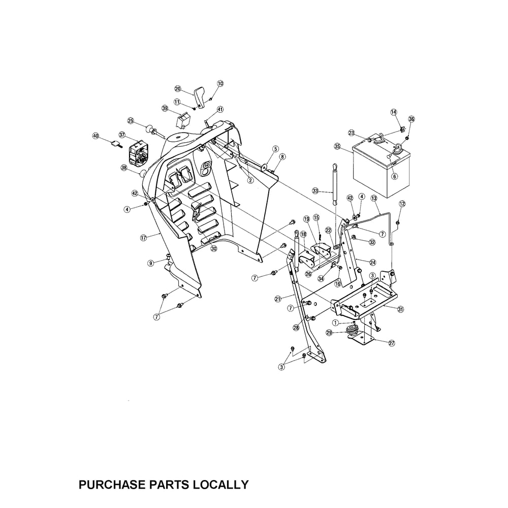 Dash Panel Diagram and Parts List for  Cub Cadet Lawn Tractor